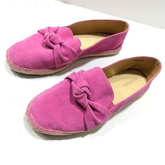 Talbots Pink Izzy sued leather round toe Knot Espadrille Flats Loafer shoes 10M - Picture 1 of 10